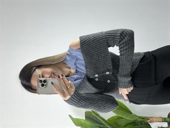 Gömlek Detay Düğmeli Kazak