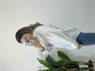 Gümüş Çizgili Beyaz Gömlek