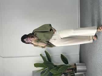 Haki Tensel Yarasa Kol Gömlek