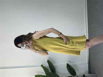 Hardal Ham Keten Çan Elbise