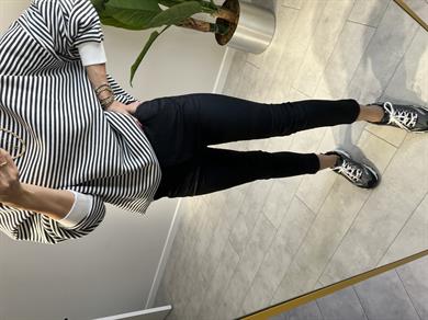 İçi Şardonlu Çizgili Owersize Sweat