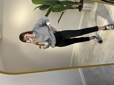 İçi Şardonlu Çizgili Owersize Sweat