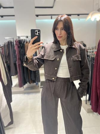 İkili Kot Takım Kahve