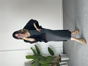 İp Askılı Antrasit Modal Kumaş Elbise