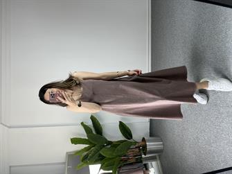 İp Askılı Yıkamalı Kahve Elbise