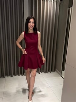 Kalın Askılı Mini Elbise BORDO
