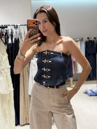 Kancalı Jean Straplez Bluz