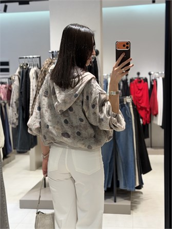 Kapişonlu Puantiyeli Bomber TAŞ
