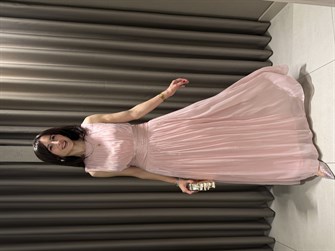 Kavis Yaka Şifon Elbise PEMBE