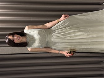 Kavis Yaka Şifon Elbise YEŞİL