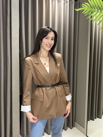 KEMERLİ BLAZER CEKET TABA