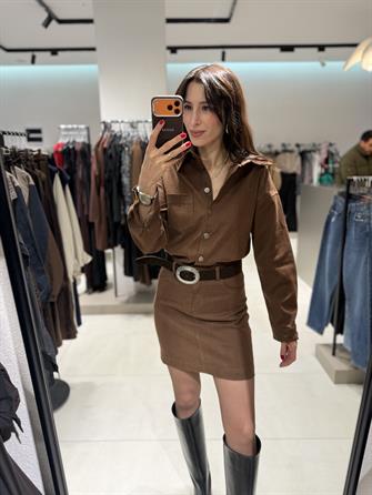 Kemerli Jean Elbise TABA