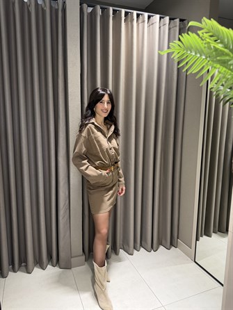 KEMERLİ KOT ELBİSE TABA