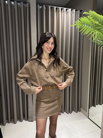 KEMERLİ KOT ELBİSE TABA