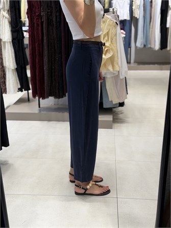 Kemerli Tensel Havuç Pantolon DARK BLUE