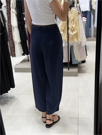 Kemerli Tensel Havuç Pantolon DARK BLUE
