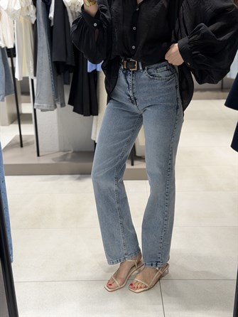 Kemerli Wideleg Jean BUZ MAVİ