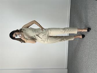 Keten Asimetrik Krem Takım