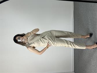 Keten Asimetrik Krem Takım