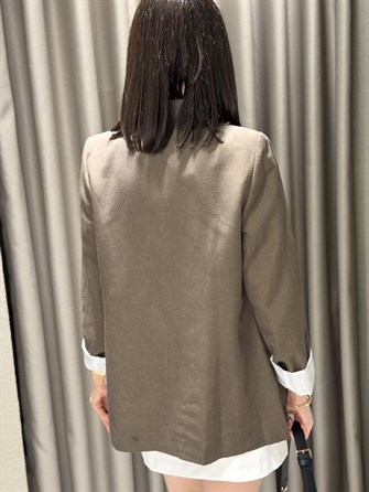 Keten Blazer Ceket KAHVE 