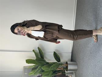 Keten Gömlekli Kahve Takım 