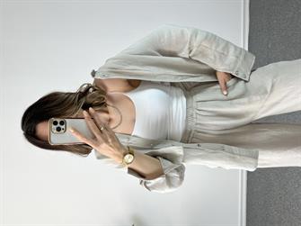 Keten Mint Gömlek Takım 