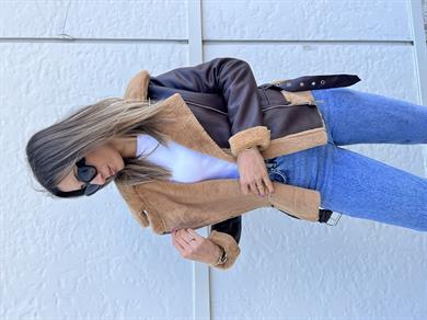 Koyu Kahve Biker Mont