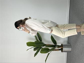 Krem Çizgili Gömlek