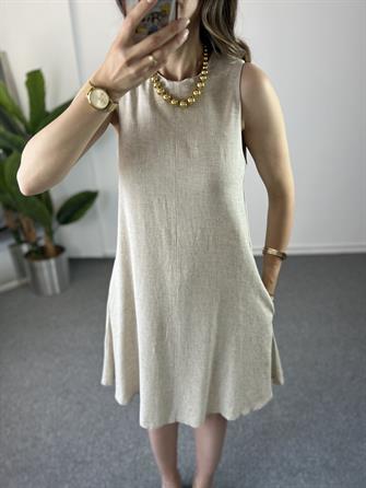 Krem Keten Çan Elbise