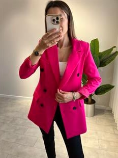 Kruvaze Düğmeli Fuşya Blazer 