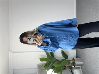 Lacivert Camelya Gömlek