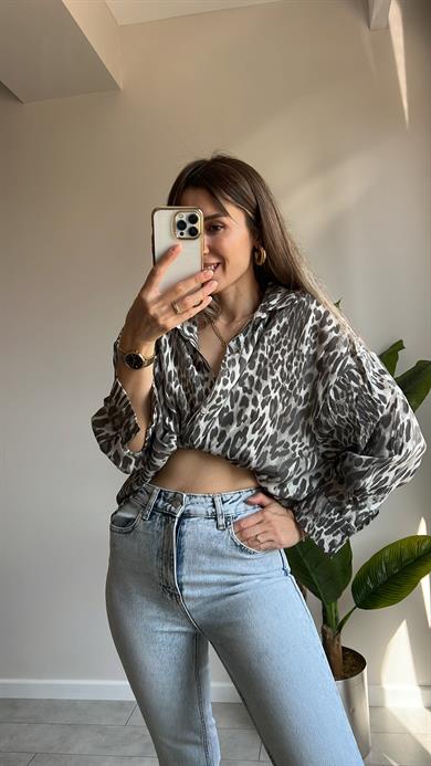 Leopar Desenli Gömlek