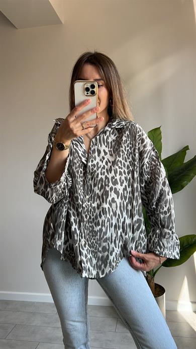 Leopar Desenli Gömlek