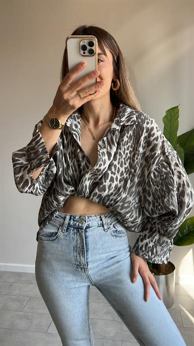 Leopar Desenli Gömlek