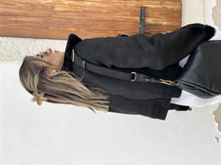 Marka Muadili Kısa Siyah Biker Mont