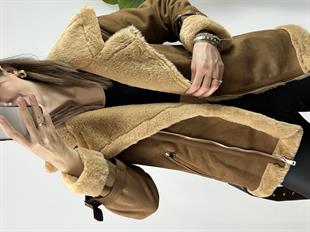 Marka Muadili Koyu Kahve Uzun Biker Mont