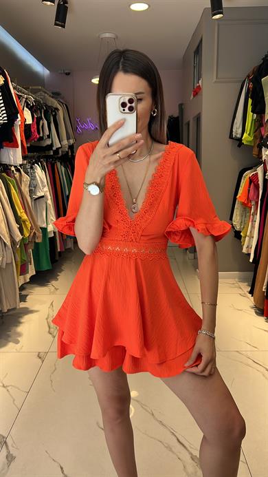 Mcx Güpür Detaylı Şortlu Elbise