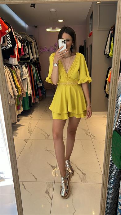 Mcx Güpür Detaylı Şortlu Elbise