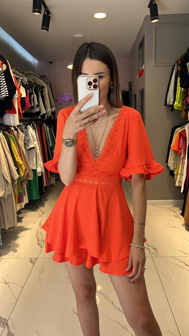 Mcx Güpür Detaylı Şortlu Elbise