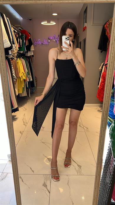 Mcx Kuyruklu Sırt Detay Mini Elbise