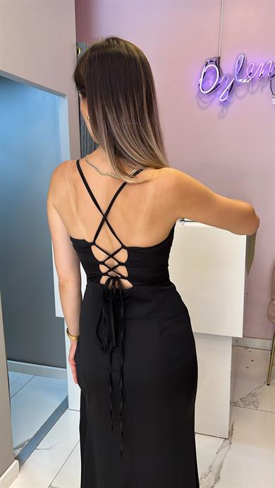 Mcx Siyah Saten Elbise