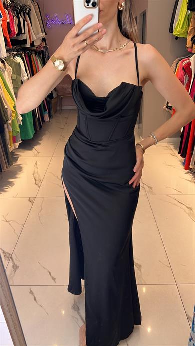 Mcx Siyah Saten Elbise