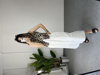 Midi Boy Beyaz Keten Etek