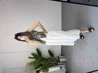 Midi Boy Beyaz Keten Etek