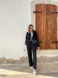 Modal Kumaş Bol Paça Siyah Eşofman Altı