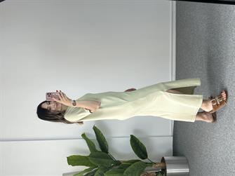 Modal Kumaş Çağla Yeşil Kısa Kollu Elbise