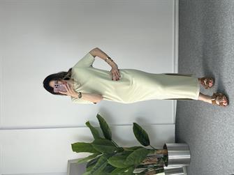 Modal Kumaş Çağla Yeşil Kısa Kollu Elbise