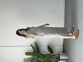 Modal Kumaş Gri Kısa Kollu Elbise