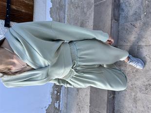 Modal Kumaş Kapişonlu Mint Takım