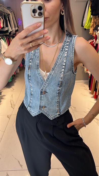 Mzr Zımbalı Kot Yelek